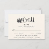 Ash Black | Mountain Sketch Wedding Meal Choice RSVP Kaartje (Voorkant)