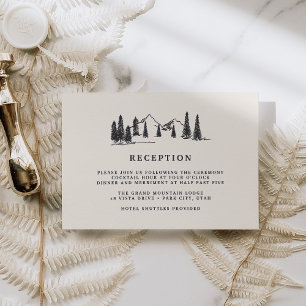 Ash Black Ontvangst van mountain Sketch Wedding Informatiekaartje
