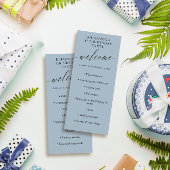 Ash Blue Delicate Calligraphy Birthday Party Programmakaart