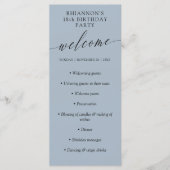 Ash Blue Delicate Calligraphy Birthday Party Programmakaart (Voorkant)