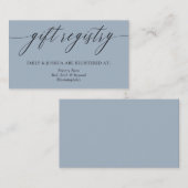 Ash Blue Minimalist Calligraphy Cadeau Registry Informatiekaartje (Voorkant / Achterkant)