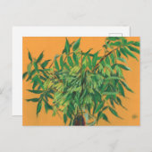 Ash-boom, groene bladeren, geel schilderen briefkaart (Voorkant / Achterkant)
