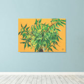 Ash-boom, groene bladeren, geel schilderen canvas afdruk (Insitu (Houten vloer))
