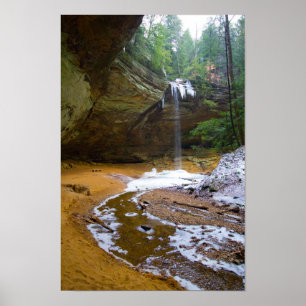 Ash Cave in Winter, Ohio Poster