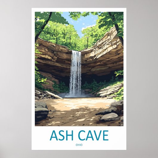 Ash Cave Vintage Reisposter Ski Nationaal Park Poster (Voorkant)