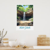 Ash Cave Vintage Reisposter Ski Nationaal Park Poster (Keuken)