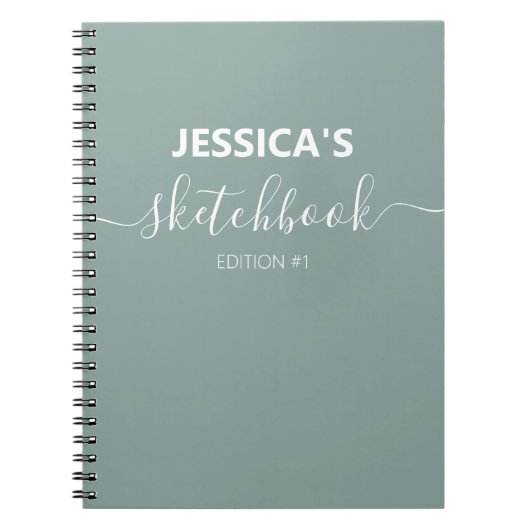 Ash Color Personalized Sketchbook - Aangepaste naa Notitieboek (Voorkant)