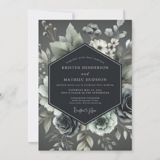 Ash Elegant Botanical Wedding Kaart (Voorkant)