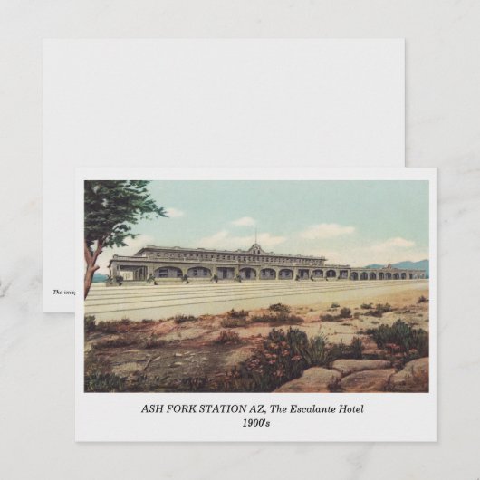 Ash Fork, Arizona Railway, Escalante Hotel 1900s Briefkaart (Voorkant / Achterkant)