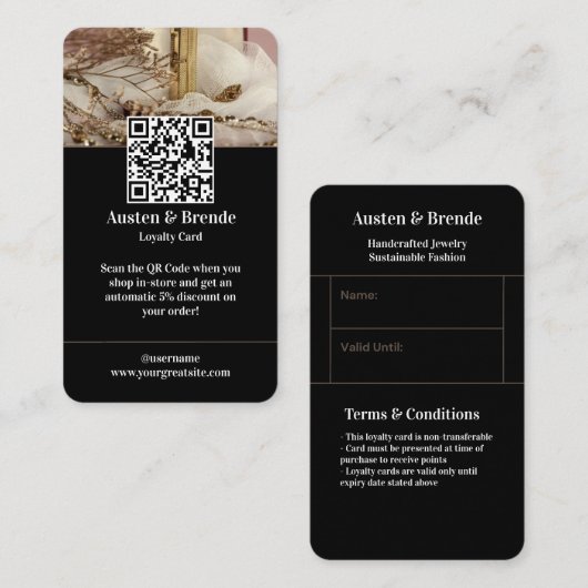 Ash Gray Brown Loyalty Kaart - Fotocentrisch Visitekaartje (Voorkant / Achterkant)