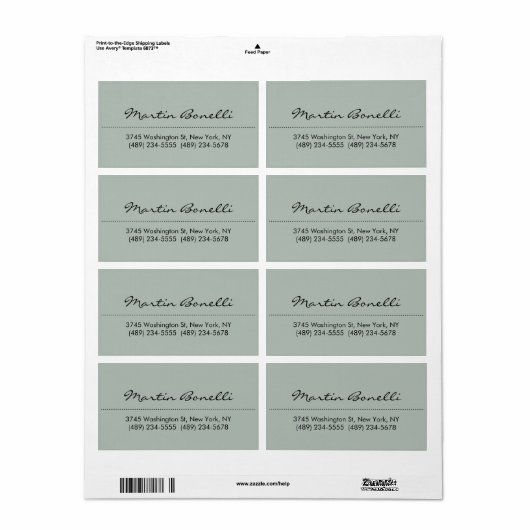 Ash Gray Modern Minimalist Plain Etiket (Full Sheet)