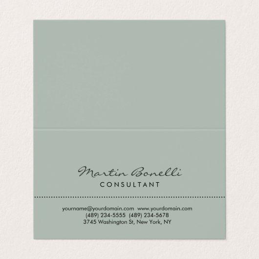 Ash Gray Modern Minimalist Plain Visitekaartje (Buitenkant ongevouwen)