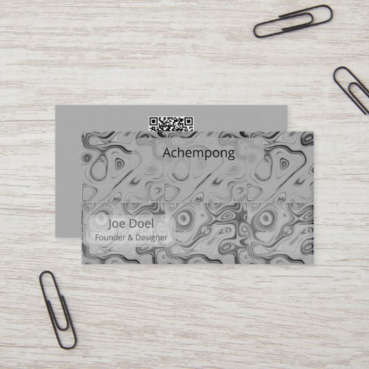 Ash Gray Opulent Abstract Luxury Business Card  Visitekaartje (Voorkant / Achterkant in situ)