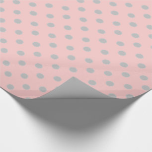 Ash Gray Polka Dot Circles on Baby roze Cadeaupapier