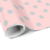 Ash Gray Polka Dot Circles on Baby roze Cadeaupapier (Rol Hoek)