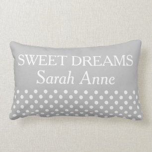 Ash Gray Polka Dot Sweet Dreams gepersonaliseerd Kussen