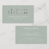 Ash Green Grey Ivory Body Piercing Visitekaartje (Voorkant / Achterkant)