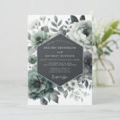 Ash Green Moody Bloom Wedding Kaart (Staand voorkant)