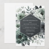 Ash Green Moody Bloom Wedding Kaart (Voorkant / Achterkant)