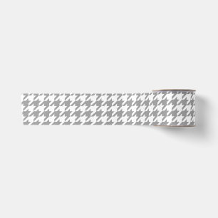 Ash Grey and White Houndstooth Check Satijnen Lint