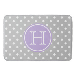 Ash Grey and White Polka Dots with Sweet Lavender Badmat