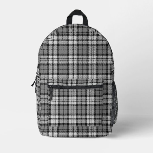 Ash Grey Blackwatch Campbell Tartan Plaid Bedrukte Rugzak (Voorkant)