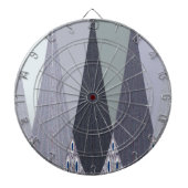 Ash Grey Chevron Stippen Art Print Dartbord (Voorkant)