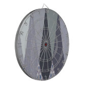 Ash Grey Chevron Stippen Art Print Dartbord (Voorkant Links)