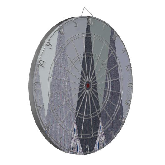 Ash Grey Chevron Stippen Art Print Dartbord (Voorkant Links)