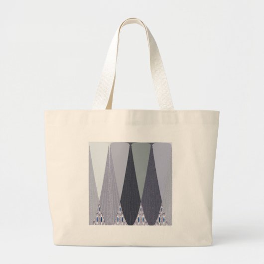 Ash Grey Chevron Stippen Art Print Grote Tote Bag (Voorkant)