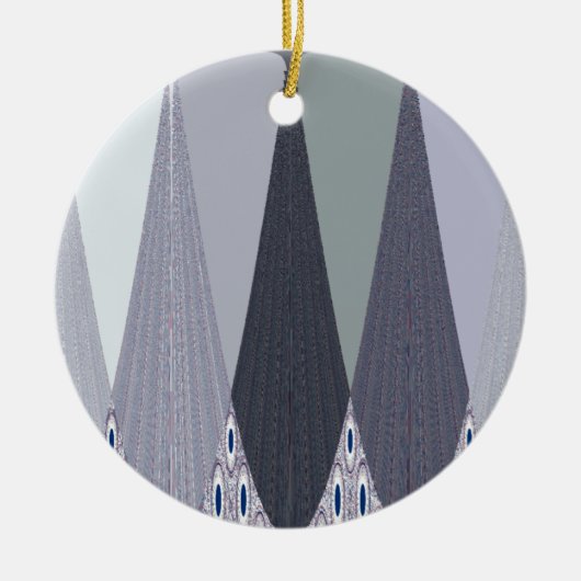 Ash Grey Chevron Stippen Art Print Keramisch Ornament (Voorkant)