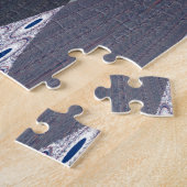 Ash Grey Chevron Stippen Art Print Legpuzzel (Zijkant)