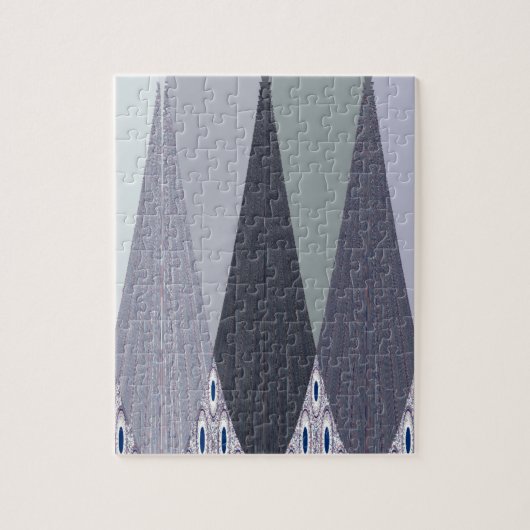 Ash Grey Chevron Stippen Art Print Legpuzzel (Verticaal)