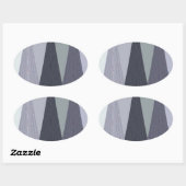 Ash Grey Chevron Stippen Art Print Ovale Sticker (Vel)