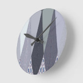 Ash Grey Chevron Stippen Art Print Ronde Klok (Hoek)