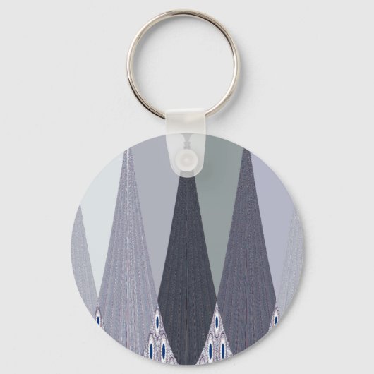 Ash Grey Chevron Stippen Art Print Sleutelhanger (Voorkant)