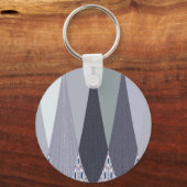 Ash Grey Chevron Stippen Art Print Sleutelhanger (Voorkant)