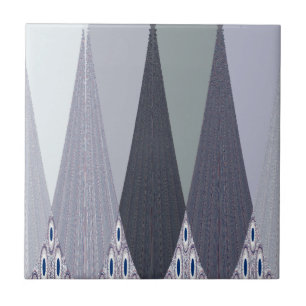 Ash Grey Chevron Stippen Art Print Tegeltje