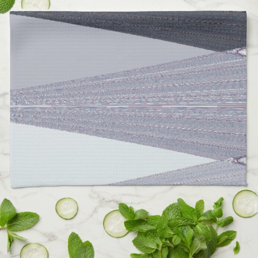 Ash Grey Chevron Stippen Art Print Theedoek (Gevouwen)