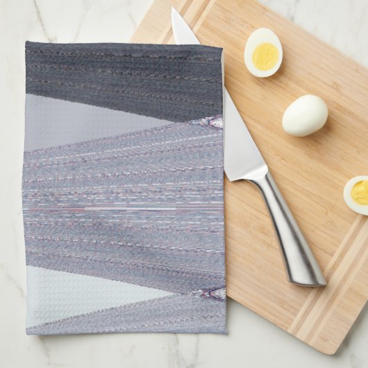 Ash Grey Chevron Stippen Art Print Theedoek (Quarter Fold)