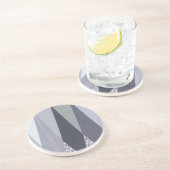 Ash Grey Chevron Stippen Art Print Zandsteen Onderzetter (Zijkant)