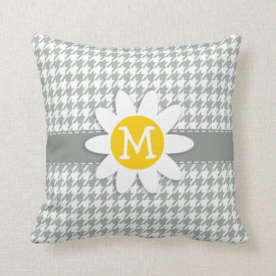 Ash Grey; Grey Houndstooth; Daisy Kussen
