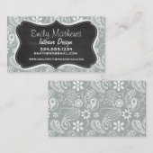 Ash Grey; Grijze Paisley; Retro krijtbordlook Visitekaartje (Voorkant / Achterkant)