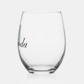 Ash Grey Initiaal en Zwarte Naam | Modern Wijnglas Zonder Voet (Links)