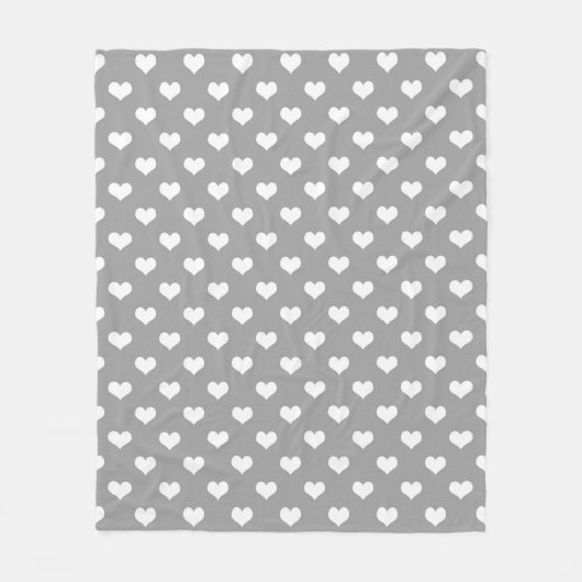 Ash Grey Love Heart Pattern Design Fleece Deken (Voorkant)