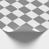 Ash grijs wit geruit controlepatroon cadeaupapier (Hoek)