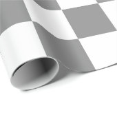 Ash grijs wit geruit controlepatroon cadeaupapier (Rol Hoek)