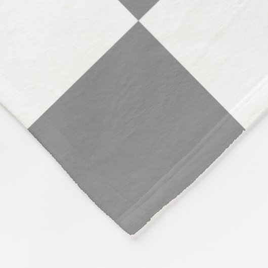 Ash grijs wit geruit controlepatroon fleece deken (Hoek)