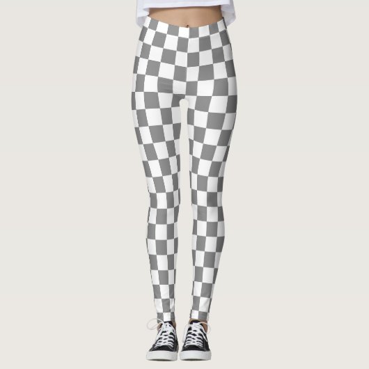 Ash grijs wit geruit controlepatroon leggings (Voorkant)