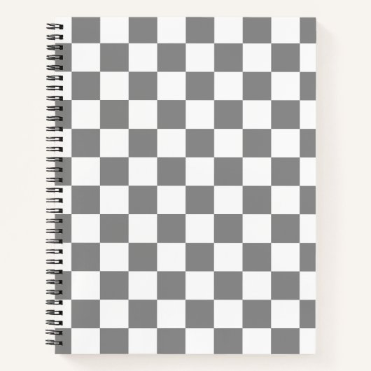 Ash grijs wit geruit controlepatroon notitieboek (Voorkant)